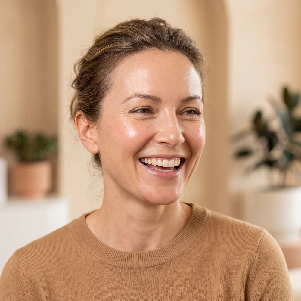 Smiling woman with hydrated glowing skin after a Scottsdale Hydrafacial
