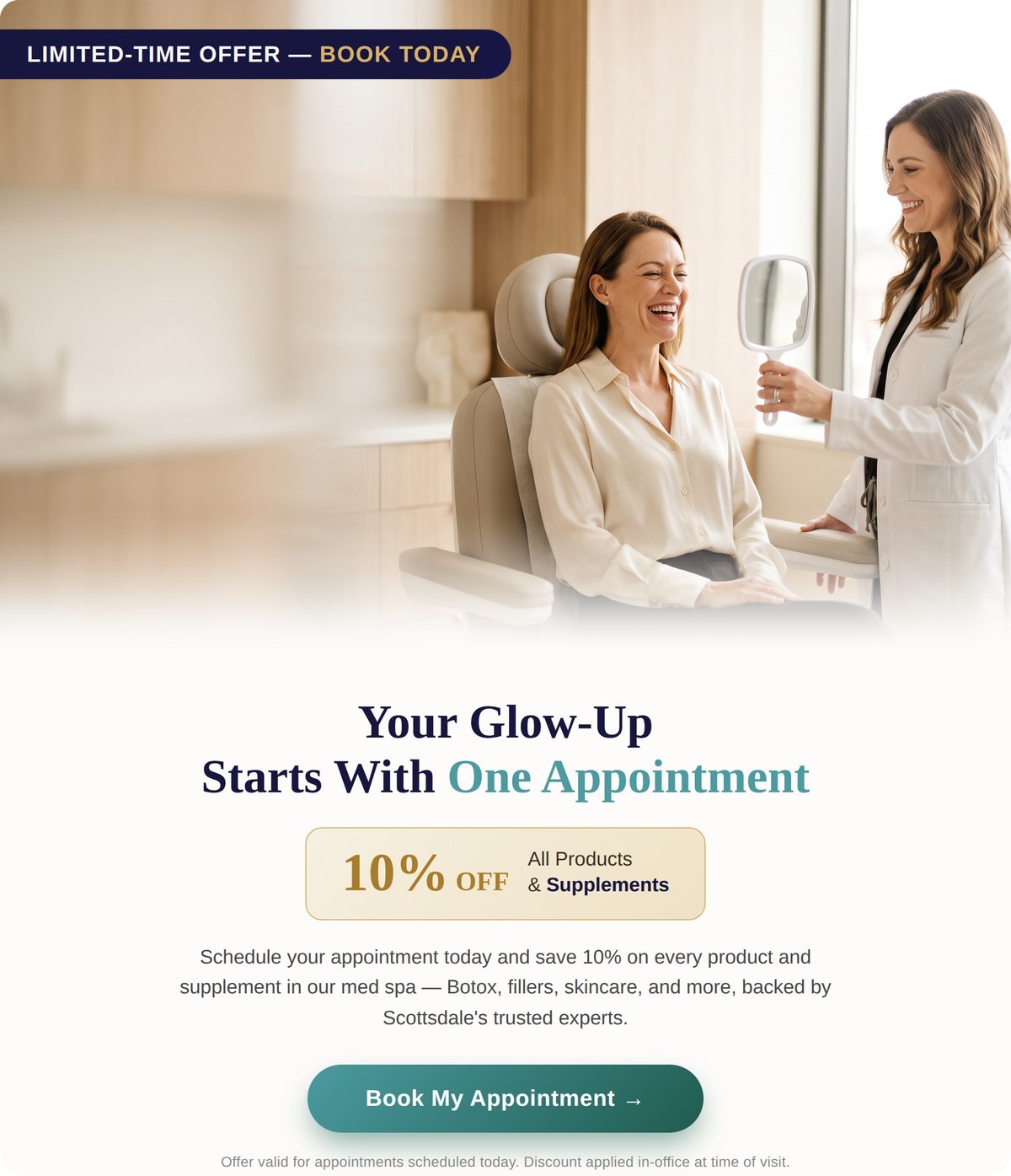 Save 10% on all products and supplements when you book your appointment today